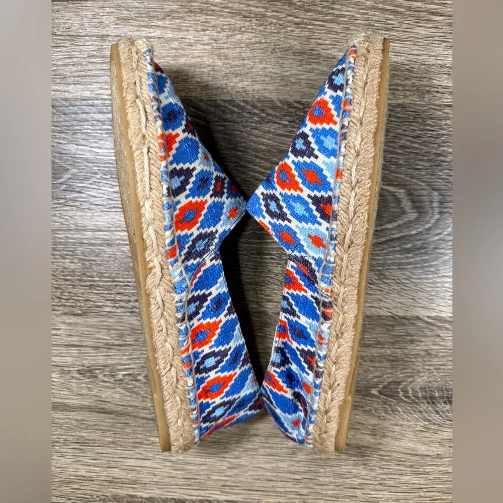 J. Crew Shoes Women 7‎ Blue Orange Geometric NWT Espadrille Cotton Canvas Flat